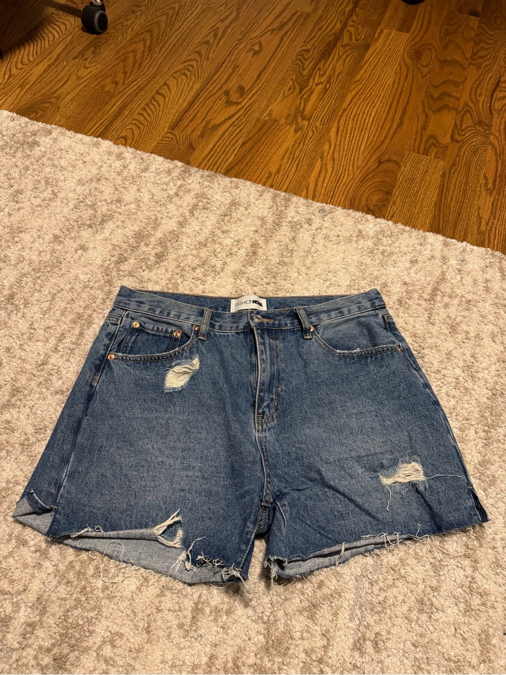 Fashion Nova Distressed Blue Denim Shorts